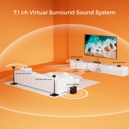 Soundbar – Home Theater Speaker – Surround Geluidssysteem – TV Luidspreker – Draadloze Subwoofer – 460W Piekkracht – 7.1 Kanaals Met App Bediening