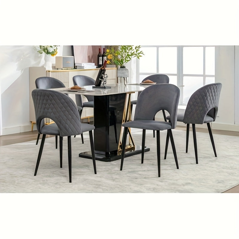 Eetkamerstoel – Stoel – Kuipstoel – Draaistoel – Designstoel – Verstelbare Poten – Metalen Frame – Grijs – Diamantpatroon Rugleuning – Eenvoudig Schoon Te Maken