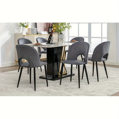 Eetkamerstoel – Stoel – Kuipstoel – Draaistoel – Designstoel – Verstelbare Poten – Metalen Frame – Grijs – Diamantpatroon Rugleuning – Eenvoudig Schoon Te Maken