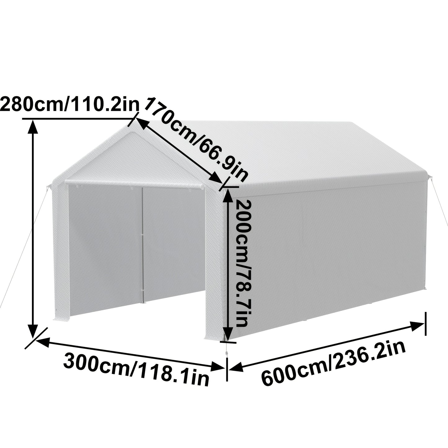 Overkapping – Carport – Opslagtent – Schuurtent – Tent – Wit 3 x 6 m – Stevig Gegalvaniseerd Stalen Frame – PE Coating Dak 170 g/m²