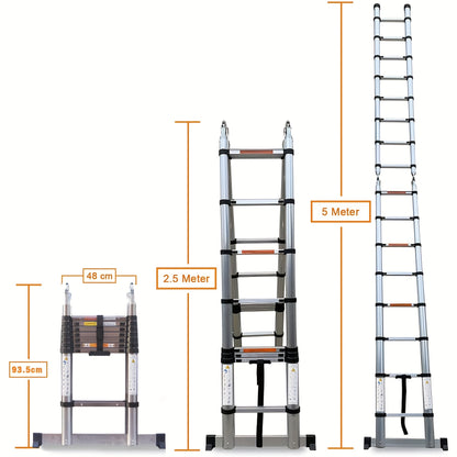Telescoopladder – Uitschuifladder – Vouwladder – A-Frame Ladder – Trapladder – 5 Meter Hoogte – Roestvrij Staal