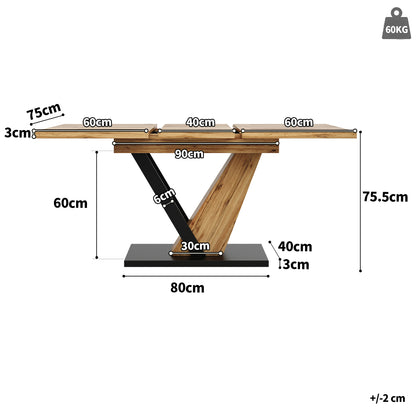 Modern Extendable Dining Table with Expandable Top - Space-Saving Design, Extends from 120 to 160cm Length, Multifunctional Kitchen & Dining Room Table Suitable for Small Spaces, Easy Assembly (No Wood)