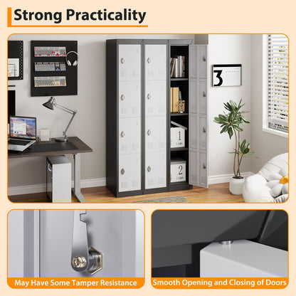182.88cm Tall Heavy-Duty Lockable 4-Door Metal Storage Cabinet Suitable for School, Garage, Office, Gym, Home & Warehouse - Locker Room Cabinet with Shelves, -Standing (No Wood)