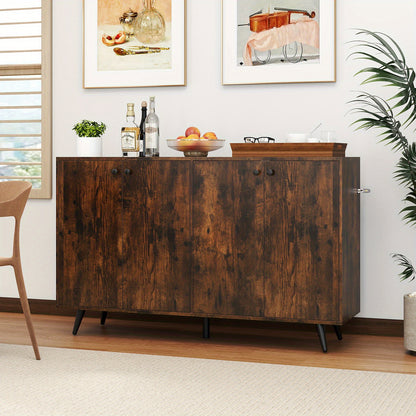 vierdeurs dressoir – buffetkast – opbergkast – sideboard – kast industrieel – verstelbare planken – duurzaam hardhout 127 cm bruin