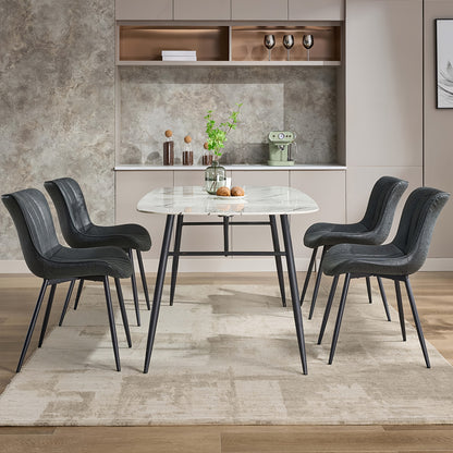 Eetkamerstoelen – Dining Chairs – Keukenstoelen – Stoelen Set – Zitmeubels – Set Van 2 – Zwart Kunstleer – Metalen Poten – Ruimtebesparend & Makkelijk Schoon Te Maken