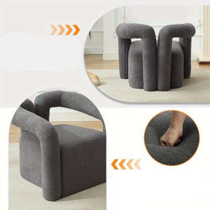 Leesstoel – Fauteuil – Relaxstoel – Loungefauteuil – Zetel – Sherpa Stof – Memory Foam Vulling – Breed Armleuningontwerp – Grijs