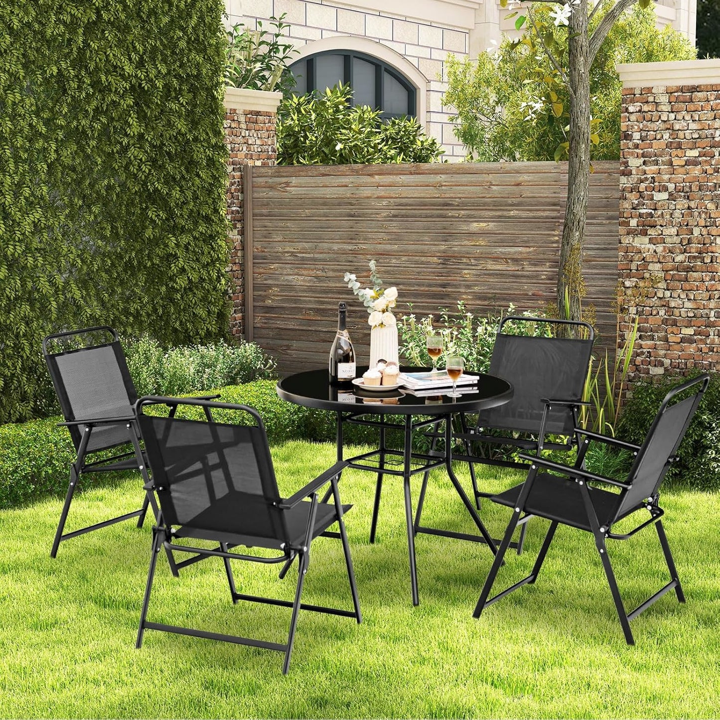 Opvouwbare Stoelen Buiten – Klapstoelen – Tuinstoelen – Campingstoelen – Picknickstoelen – Set Van 4 – Stevig Stalen Frame – Ademend Teslin Stof