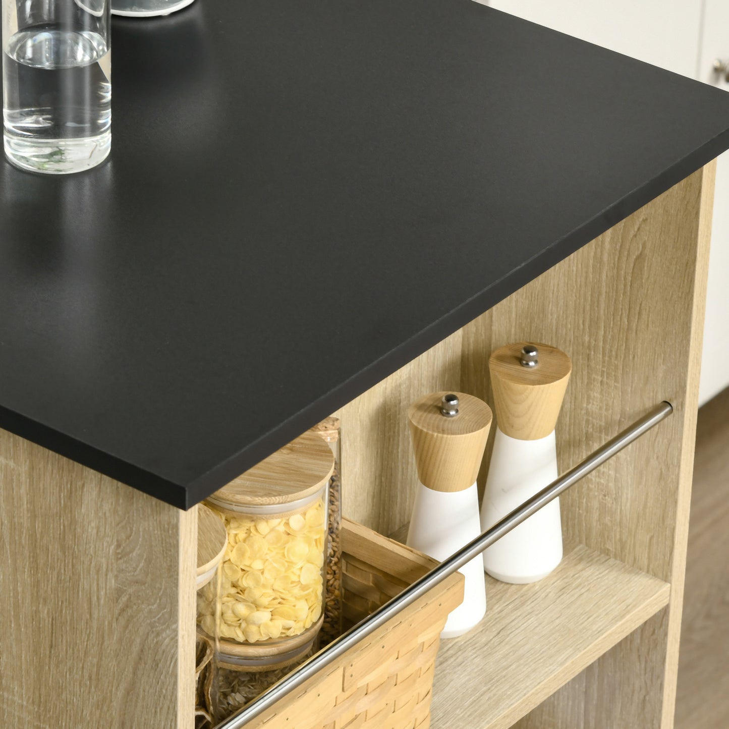 Bartafel – Statafel – Hoektafel – Hoge Keukentafel – Bistrotafel – Licht Eikenhout – Met 3 Open Planken – Afmetingen 112x57x106 cm