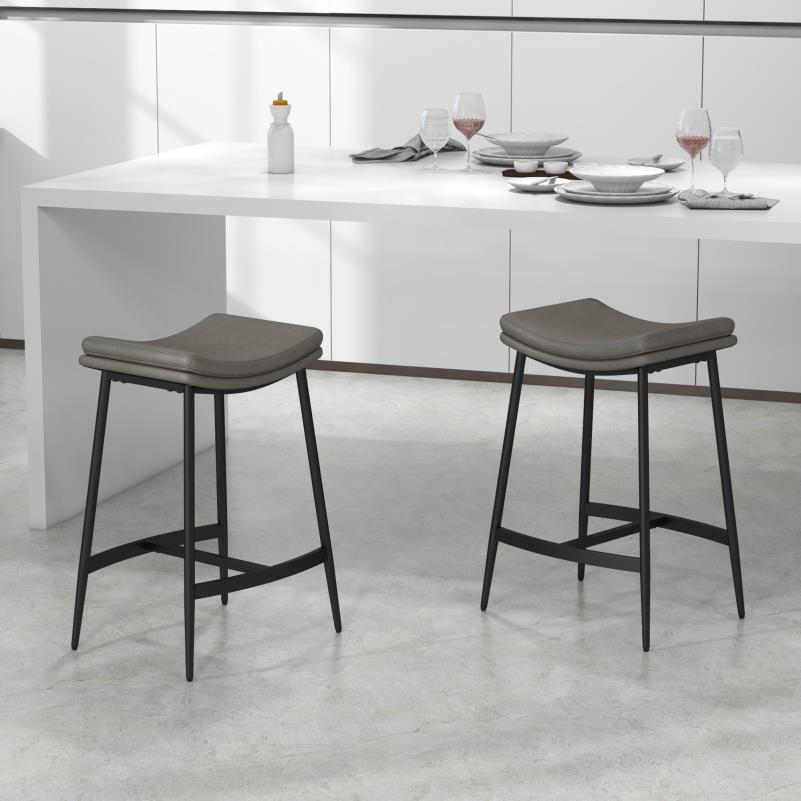 Barstoel – Barstoel Met Rugleuning – Keukenstoel – Kruk – Barkruk – Gestoffeerde Zitting – Stalen Frame – Max 120 Kg Draagkracht – Counterhoogte