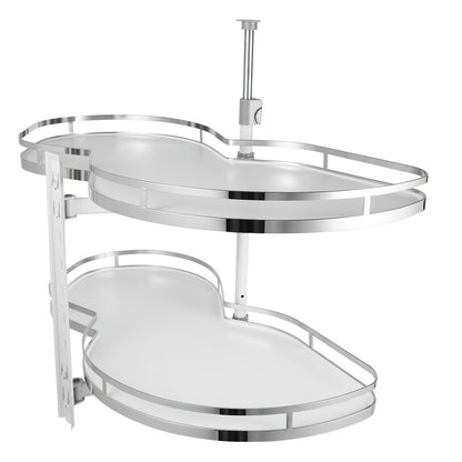 Hoekorganizer Wit – Uittrekbare Kastopberger – Hoekkast Organizer – Keukenlade Organizer – Uitschuifbare Opberger – Dubbel Laags – Verstelbare Hoogte – Chroom Geplateerd Ijzer