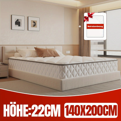 Matras – Pocketveringmatras – Orthopedisch Matras – Tweepersoonsmatras – 7-Zones Matras – 140x200 cm – Hoofdkussen Toplaag – Ademend Katoenen Hoes
