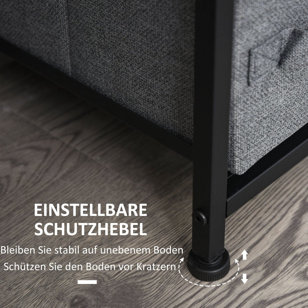 Opbergkast – Opbergmeubel – Opbergkastje – Ladekast – Opbergrek – Modern Grijs – 7 Inklapbare Lades – Metaal en Stof – Compact 63,5x30x71 cm – Ruimtebesparend