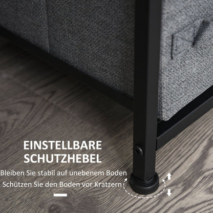 Opbergkast – Opbergmeubel – Opbergkastje – Ladekast – Opbergrek – Modern Grijs – 7 Inklapbare Lades – Metaal en Stof – Compact 63,5x30x71 cm – Ruimtebesparend