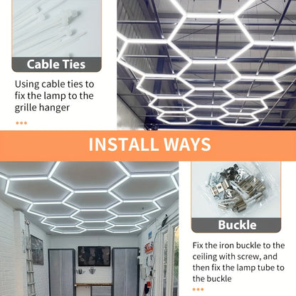 Hexagon Garage Lamp – Werkplaatsverlichting – Industrieel Plafondlicht – LED Buislamp – Modern Design – 8W – Aluminium Behuizing