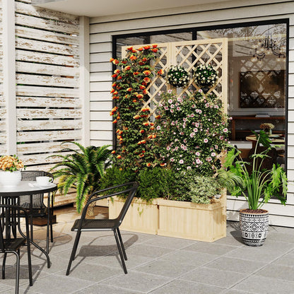 Houten Tuinscherm – Privacy Scherm – Tuinafscheiding – Tuinscherm Scharnierend – Buiten Scherm – 2 Schermen – Met Plantenbak – Afmetingen 104x25x165 cm – Gepolijst Hout Met Drainage