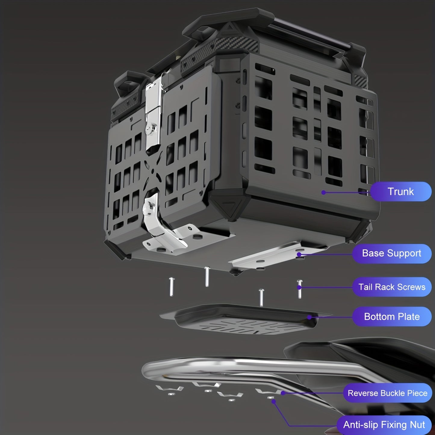 Motor Topkoffer – Motor Bagagekoffer – Achterkoffer – Motor Koffer – Motorbox – 45L Aluminium – Quick Release Systeem – Dubbel Slotensysteem