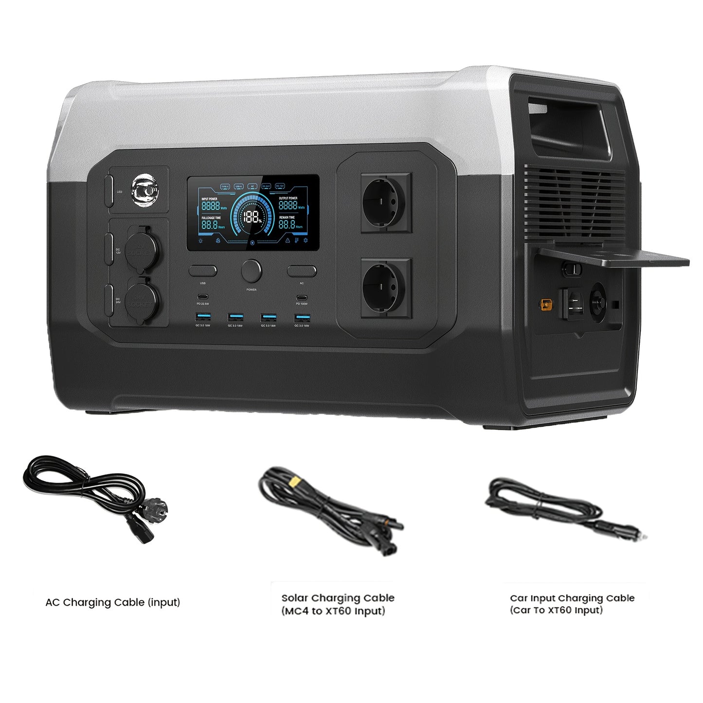 Powerstation – Draagbare Accu – Mobiele Generator – Backup Batterij – Noodstroom – 1800W Hoog Vermogen – 1024Wh Lifepo4 Batterij – Vouwbaar Zonnepaneel Optioneel