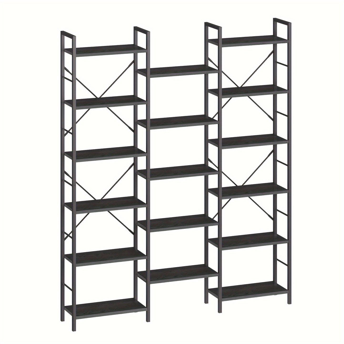 Boekenkast – Boekplank – Opbergkast – Woonkamerkast – Vakkenkast – 17 Verstelbare Planken – Stevig Staal & Spaanplaat – Zwart 24x152x186 cm