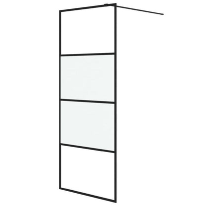 Douchewand – Douchewandje – Douchepaneel – Veiligheidswand – Inloopdouchewand – Zwart aluminium frame – 80x195 cm Semi-mat ESG veiligheidsglas