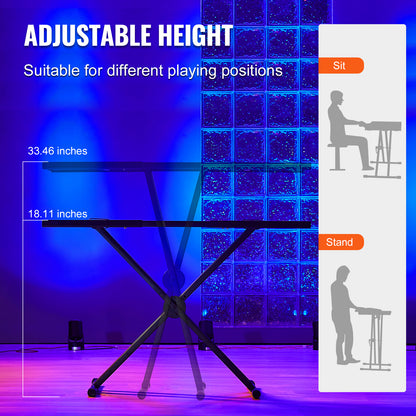 Mobiele DJ-tafel – Draagbare DJ-standaard – Keyboardtafel – Verstelbare DJ-tafel – Mobiele DJ Setup – Verstelbare Hoogte – Dubbel X-Frame Stalen Onderstel
