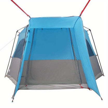 Buitentent – Kampeertent – Autotent – Pop-up Tent – Gezinstent – Waterbestendig Polyester – Lichtgewicht Glasfiber Frame – Blauw – 4 Personen