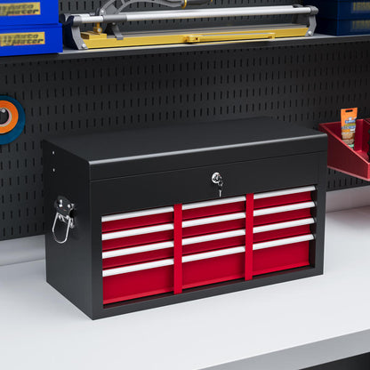 Opbergkist Gereedschapskist Toolbox Werkplaatskist Ladesysteem – Variant B20-107V00MX – Stevig Stalen Frame – Afsluitbaar Met Slot – 60x26x34 cm – Rood Zwart