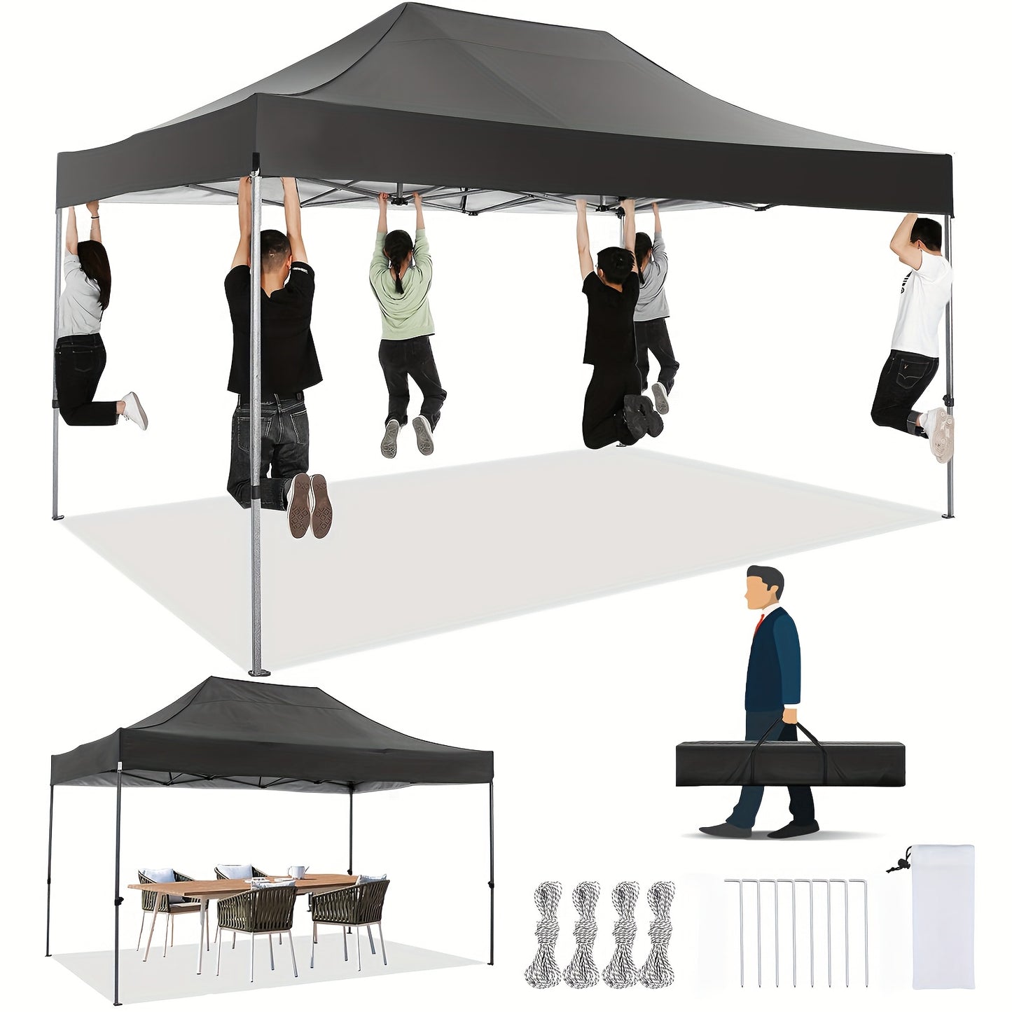 Pop-up Partytent – Vouwtent – Tuin Tent – Evenemententent – 3 X 4,5 Meter – Snelle Opbouw – Klittenbandsluiting