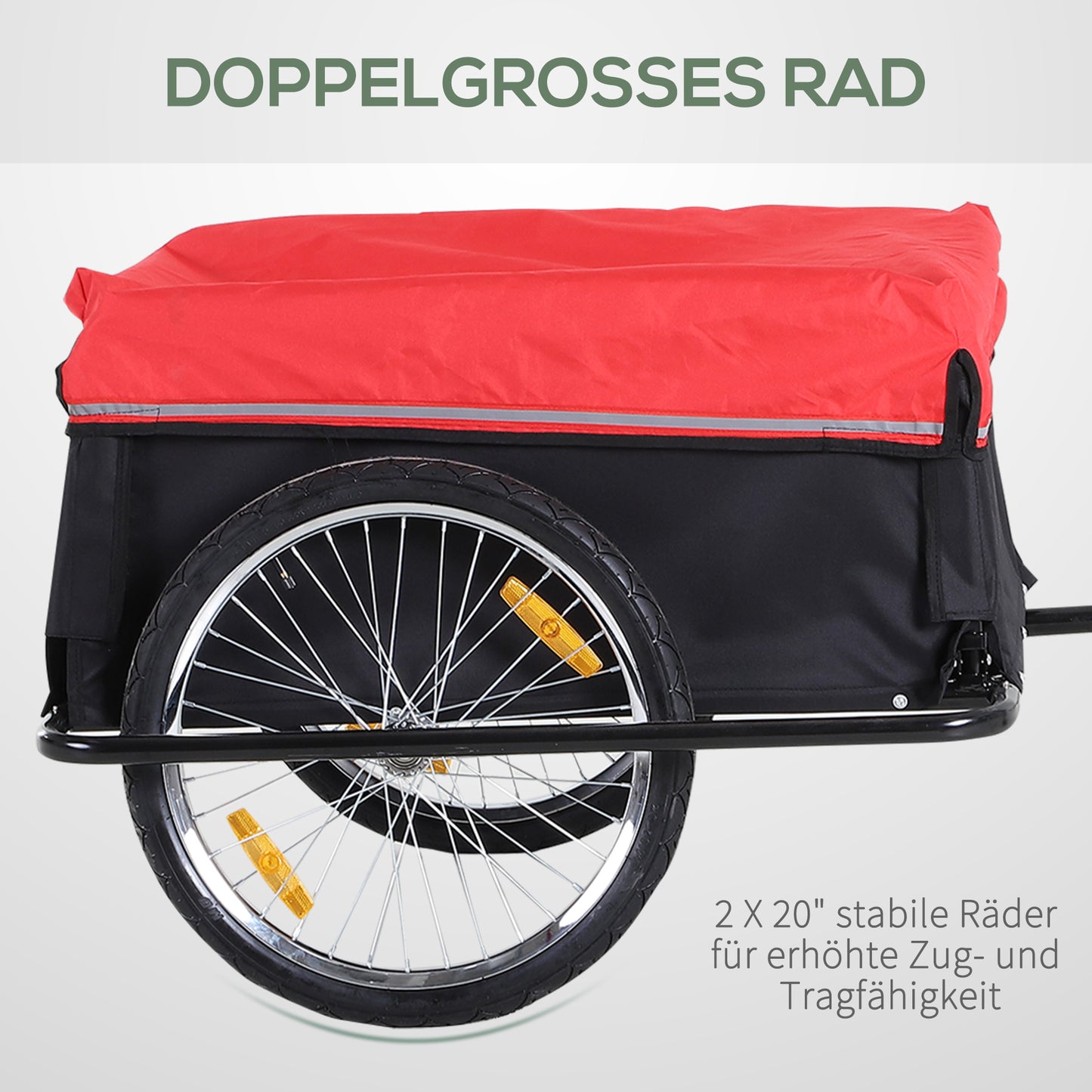 Fietskar – Fietsaanhanger – Transportkar – Bagagekar – Vouwbare Aanhangwagen – Stevig IJzeren Frame – 140x88x60 cm Laadruimte – Max 40 kg Draaglast