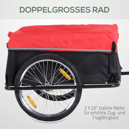 Fietskar – Fietsaanhanger – Transportkar – Bagagekar – Vouwbare Aanhangwagen – Stevig IJzeren Frame – 140x88x60 cm Laadruimte – Max 40 kg Draaglast