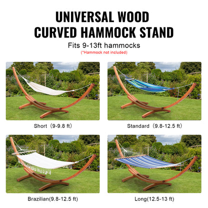 Houten Hangmatstandaard – Hangmat Frame – Houten Standaard – Boogvormige Steun – Outdoor Relaxstoel – Voor Hangmatten 270-400 cm – Verstelbare Hoogte – Draagkracht 215 kg
