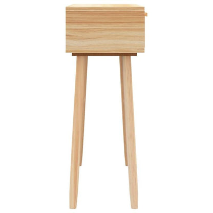 Consolentafel – Sidetable – Halmeubel – Wandtafel – Opbergmeubel – Massief Eikenhout & Natuurlijk Rotan – 2 Laden & Ruimtebesparend – 80x30x75 cm – Rustiek Modern
