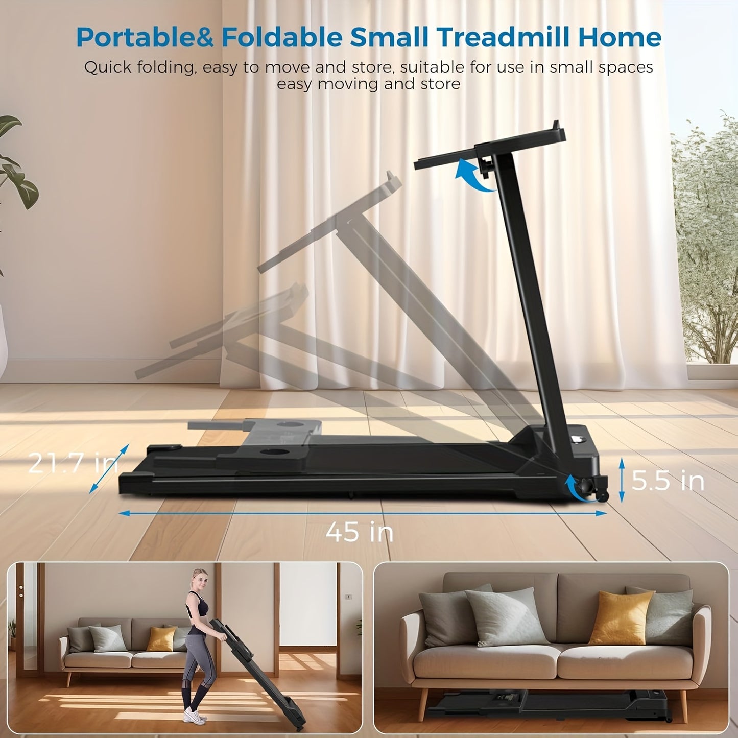 Loopband – Vouwbare Looptrainer – Hardloopband – Fitnessband – Joggingmachine – 2-in-1 Vouwbaar Design – Stille 2.0HP Motor & LED Display