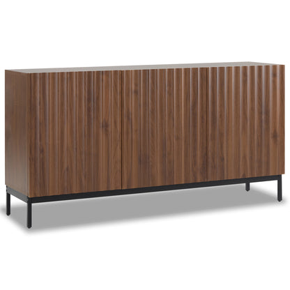 Sideboard – Dressoir – Opbergkast – Buffetkast – Kast – Donker Geoliede Houtkleur – 150x40x80 cm – Uniek 3D Golfpatroon – Verstelbare Planken en Kantelbeveiliging