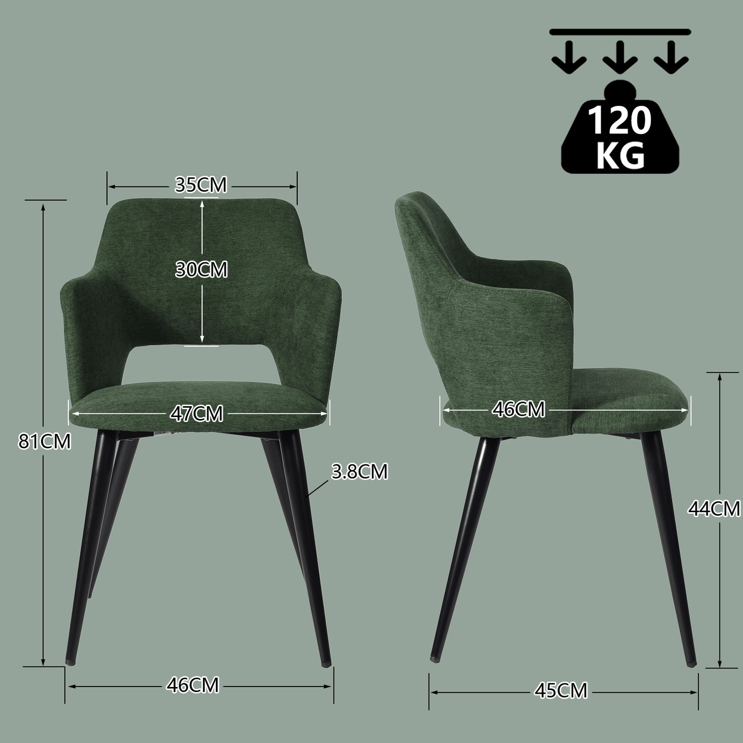 Eettafelset – Uitschuifbare Tafel – Diningset – Tafel Met Stoelen – Zwarte + Groene Kleur – Stevig Stalen Frame – Comfortabele Stoelen