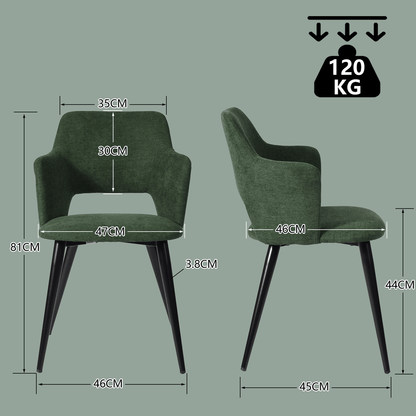 Eettafelset – Uitschuifbare Tafel – Diningset – Tafel Met Stoelen – Zwarte + Groene Kleur – Stevig Stalen Frame – Comfortabele Stoelen