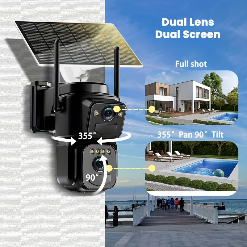 Draadloze Beveiligingscamera – Zonnepaneel Camera – Wifi Beveiliging – Buiten Camera – 1080p Full HD – Nachtzicht – Oplaadbare 8000mAh Batterij
