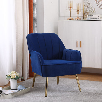 Leisure Fauteuil – Relaxstoel – Velvet Stoel – Leesstoel – Zitsfauteuil – Donkerblauw – Zacht Velvet – Compact Ontwerp