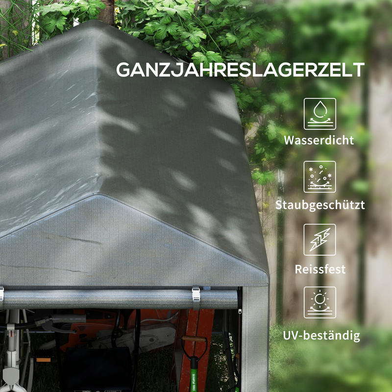 Large Heavy-Duty Galvanized Steel Garden Shed with Sloped Roof & Ventilation Vents - 1.2x1.8x1.6m Dark Grey Outdoor Storage Tent, Spacious Metal Frame Construction Shed for Backyard, Patio, Workshop - Durable & Weatherproof D