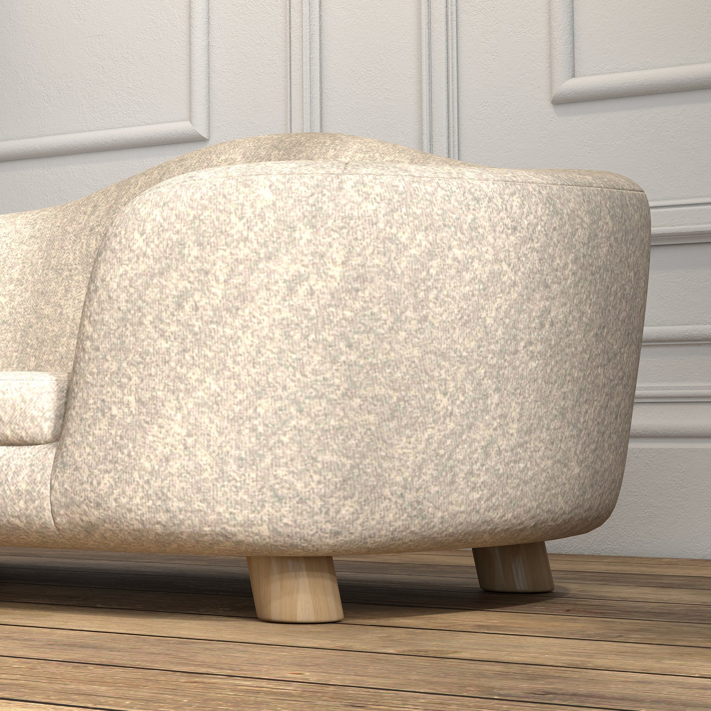 Dierenbank – Huisdierenbank – Hondensofa – Kattenbed – Dierenbed – Crème Wit – Zachte Pluche Kussenlaag – Stevig Massief Dennenhouten Frame