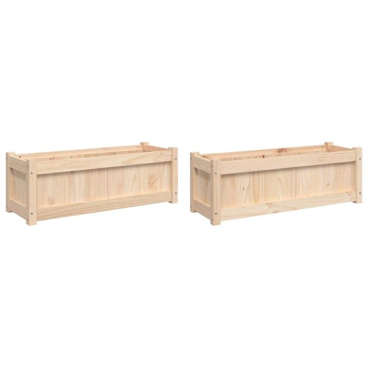 Houten Plantenbak – Plantenbakken – Bloembak – Tuinbak – Balkonbak – Set van 2 Bruin – Massief Dennenhout – Stevige Vloerstaande Constructie
