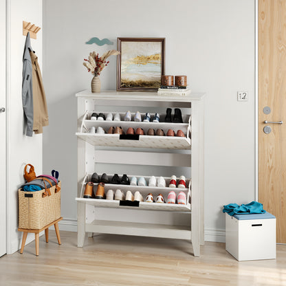Schoenenkastje – Schoenenopberger – Schoenenrek – Schoenenkast – Schoenendisplay – Wit Vrijstaand Mid-Century Modern – Ruimtebesparend Verticaal Ontwerp – Duurzaam Rattan Materiaal