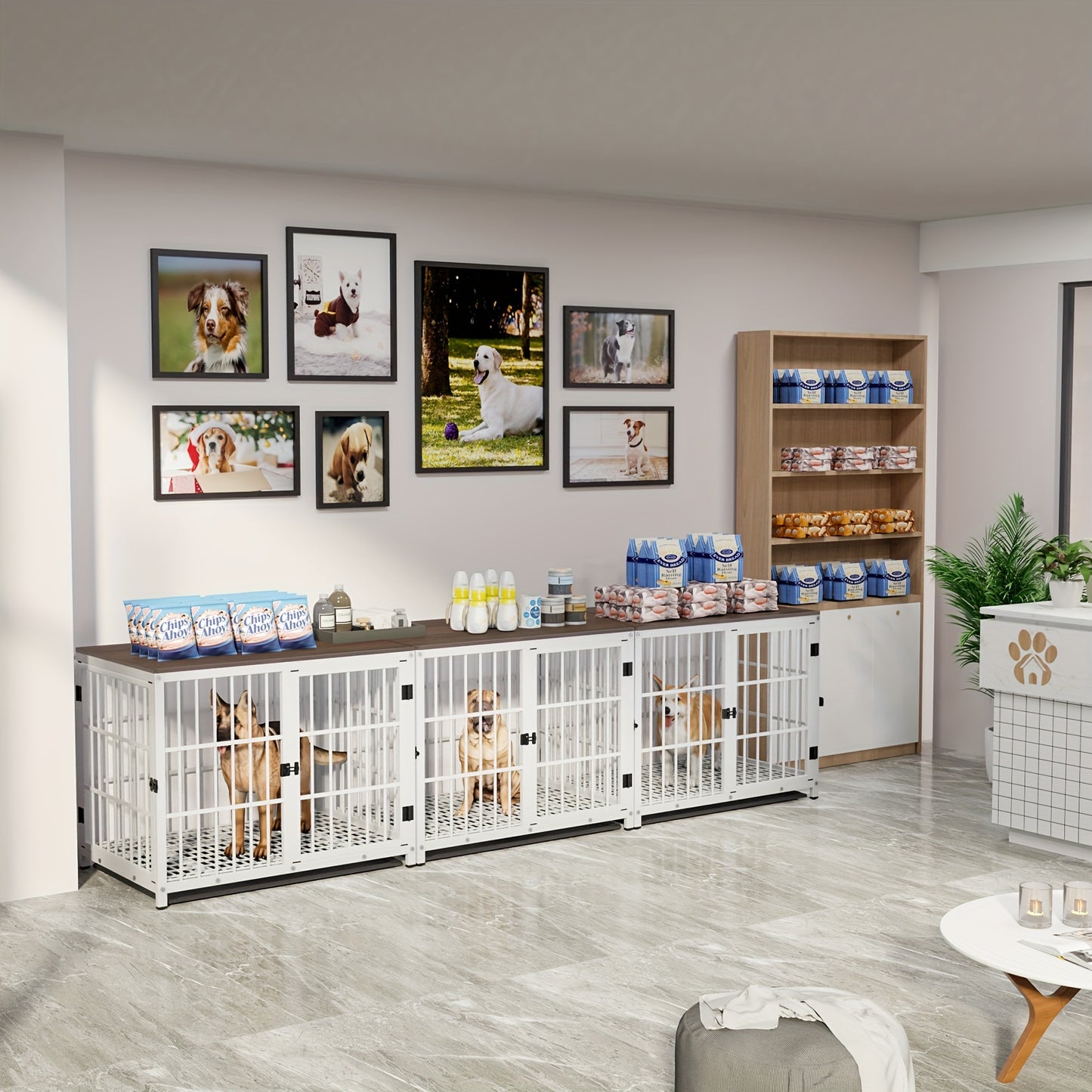 Hondenbench – Hondenhok – Hondenkooi – Hondenkennel – Hondenmand – Hout en Metaal – 3 Deuren & Uitneembare Lade – Maat XL Wit