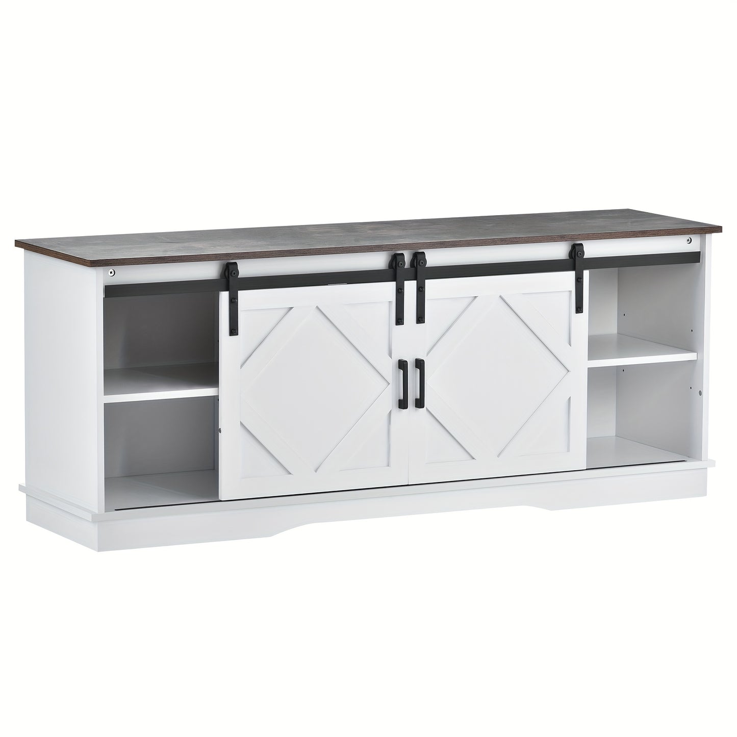 TV Meubel – TV Kast – TV Meubelkast – Entertainmentmeubel – Mediameubel – Grote Schuifdeuren – Stevige Metalen Constructie – 150x41x61 cm – Ruime Opbergruimte – Modern Design