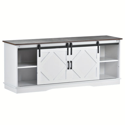 TV Meubel – TV Kast – TV Meubelkast – Entertainmentmeubel – Mediameubel – Grote Schuifdeuren – Stevige Metalen Constructie – 150x41x61 cm – Ruime Opbergruimte – Modern Design