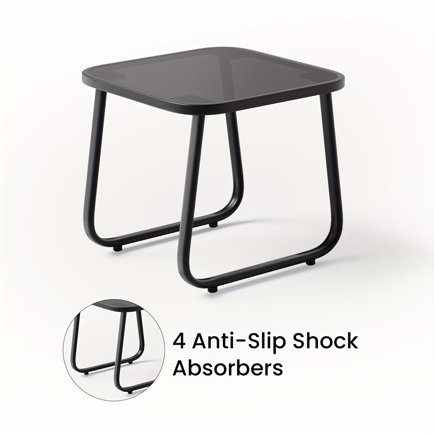 3-Delige Tuinset – Bistroset – Balkonset – Tuinmeubelset – Terrasset – Metalen Frame – Glas Tafelblad – Comfortabele Gebogen Rugleuning – Ademend Teslin Bekleding – Zwart