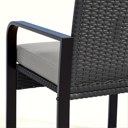 3-delige Rattan Tuinset – Balkonset – Loungeset – Bistroset – Tuinmeubelset – Gele Kussens – Duurzaam Rattan – Glazen Tafelblad