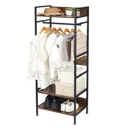 Kledingrek – Garderoberek – Kledingstandaard – Dressboy – Kapstok – Verstelbare Planken – Stevig Smeedijzeren Frame – Vrijstaand Designerrek
