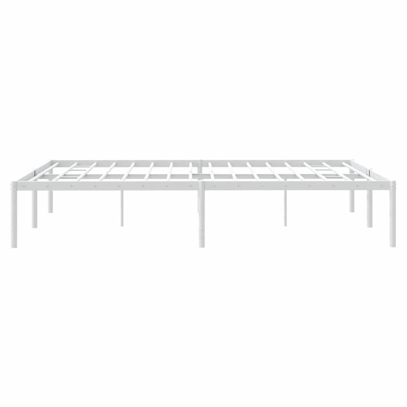 Modern White Metal Bed Frame with Sturdy Steel Construction - Heavy-Duty Platform Bed, No Box Spring Needed, Easy Assembly, 59"x79" (150x200cm) Size, Minimalist Design for Contemporary Bedrooms, Durable Metal Frame with Under