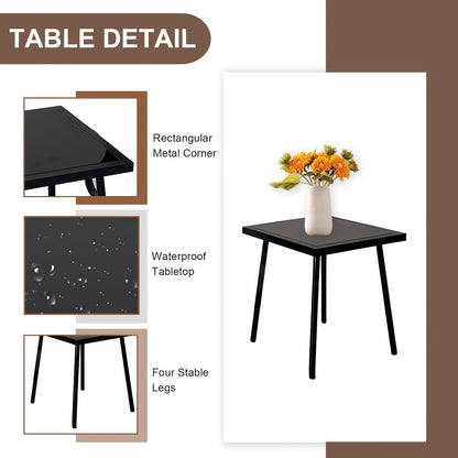 Balkonset – Balkonmeubelset – Bistroset – Tuinset – Loungeset – Duurzaam Stalen Frame – Glazen Tafelblad Met Opbergruimte