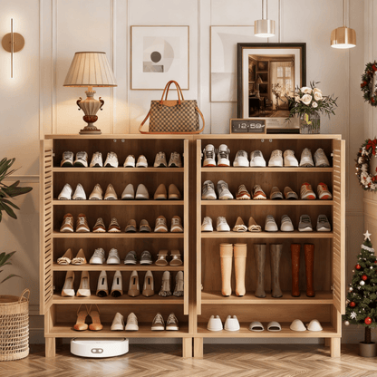 Schoenenkast – Schoenopberger – Schoenrek – Schoenmeubel – Schoenentoren – Groot 6-Laden – Natuurlijk Eikenhout – Stevig MDF – Ruimtebesparend Verticaal Design – 109,98 cm Hoog